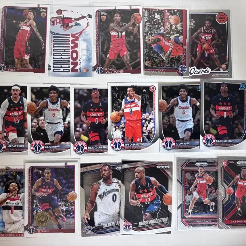 [BUNJANG] Washington Wizards Basketball Card Bundle (Riley, Sar, Carrington, etc.) / 워싱턴 위저즈 농구 카드 모음(라일리, 사르, 캐링턴 등)