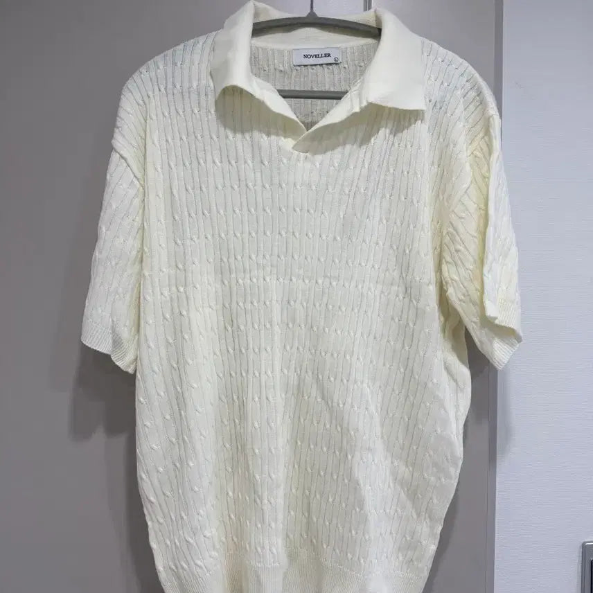 [BUNJANG] Men's Muscle Fit Collar T-Shirt (Ivory, L) / [새상품] 카라티셔츠 머슬핏티셔츠 머슬핏반팔 남친룩