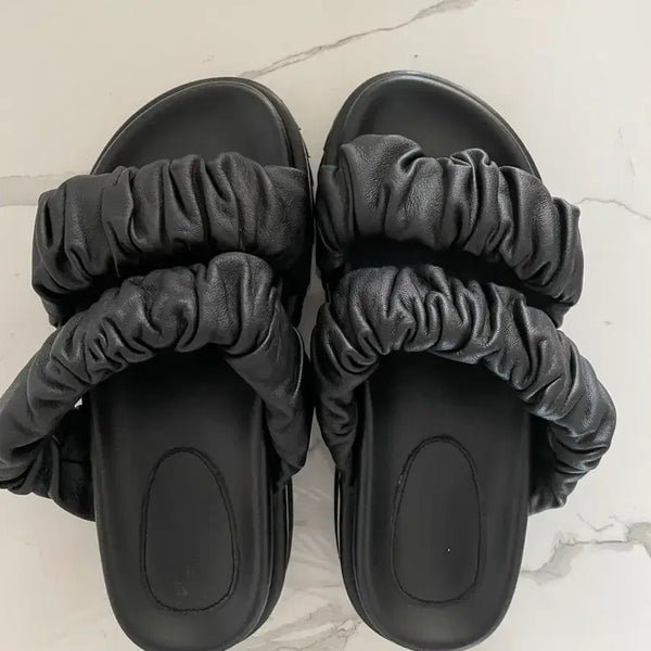 [BUNJANG] SUECOMMA BONNIE Shirring Sandals Black / 슈콤마보니 샌들 230-240