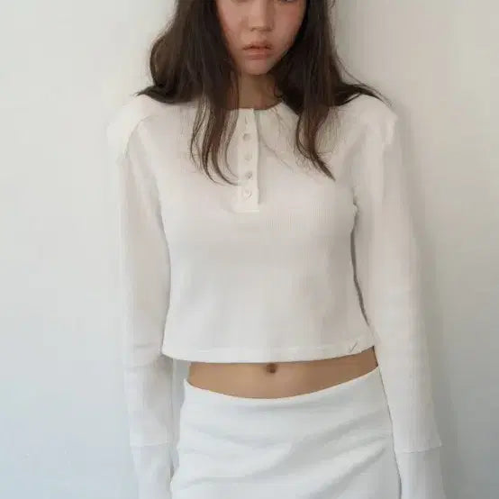 [BUNJANG] Smooth Mood Bare Waffle Tee Ivory / [스무스무드] Bare Waffle Tee Ivory 와플티_새상품