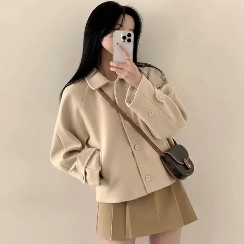 [BUNJANG] Aveilory Women's Short Coat (Ivory) / 에이블리 여성 아이보리 숏코트 판매