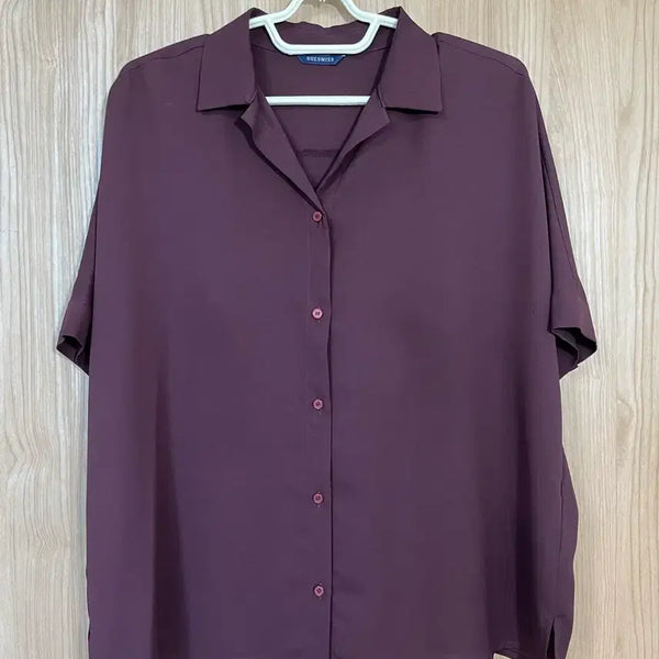 [BUNJANG] She's Miss Purple Short Sleeve Blouse Size 77 / 쉬즈미스 퍼플 반팔 블라우스 77