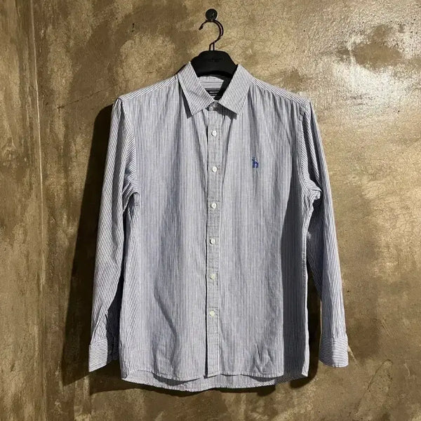 [BUNJANG] Hazzys Men's Striped Shirt Blue / 해지스 스트라이프 셔츠 블루(100)