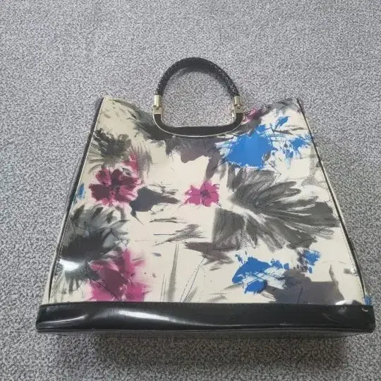 [BUNJANG] JOELIN Genuine Leather Tote Bag with Flower Pattern / JOELIN 여성 천연가죽 토트백 플라워 패턴