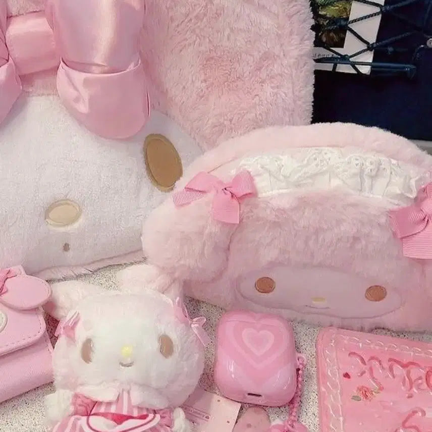 [BUNJANG] My Melody Pink Cosmetic Case Pouch Parfait / 고전빈티지마이멜로디핑크코스메로카페스탭웨이트리스메이드펜케이스파우치파르페