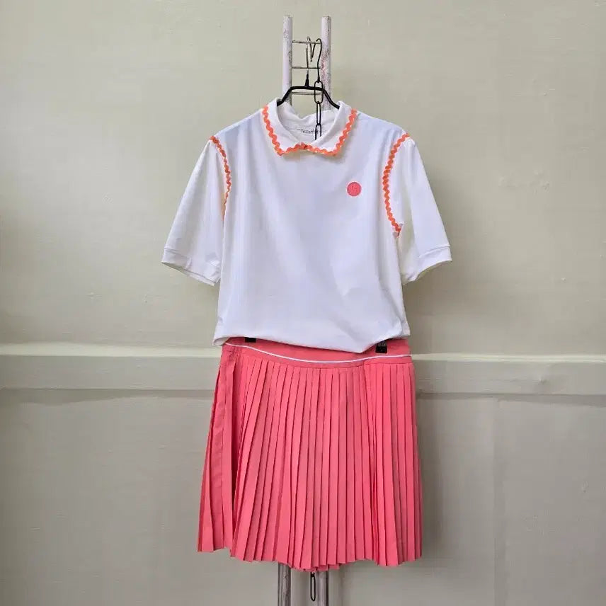 [BUNJANG] Teeoff Color-Blocked Golf Set / Teeoff주황색 배색 골프 상하의 세트