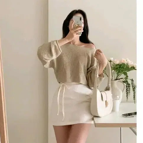 [BUNJANG] FABBIE Semi-Crop Loose Fit Knit / 퍼빗 세미크롭 루즈핏 여리 니트