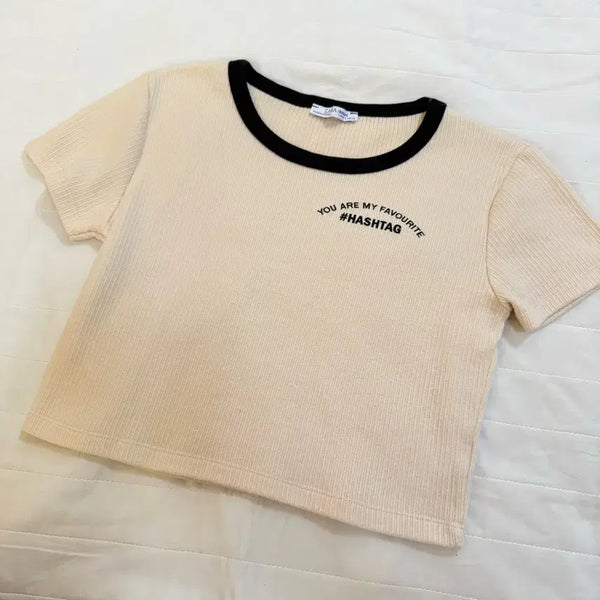 [BUNJANG] Zara Cropped T-Shirt Short Sleeve / 자라 크롭 티셔츠 반팔