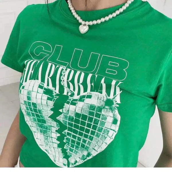 [BUNJANG] Akuv Club Y2K Crop Short Sleeve T-Shirt / 아쿠비클럽 y2k 크롭 반팔