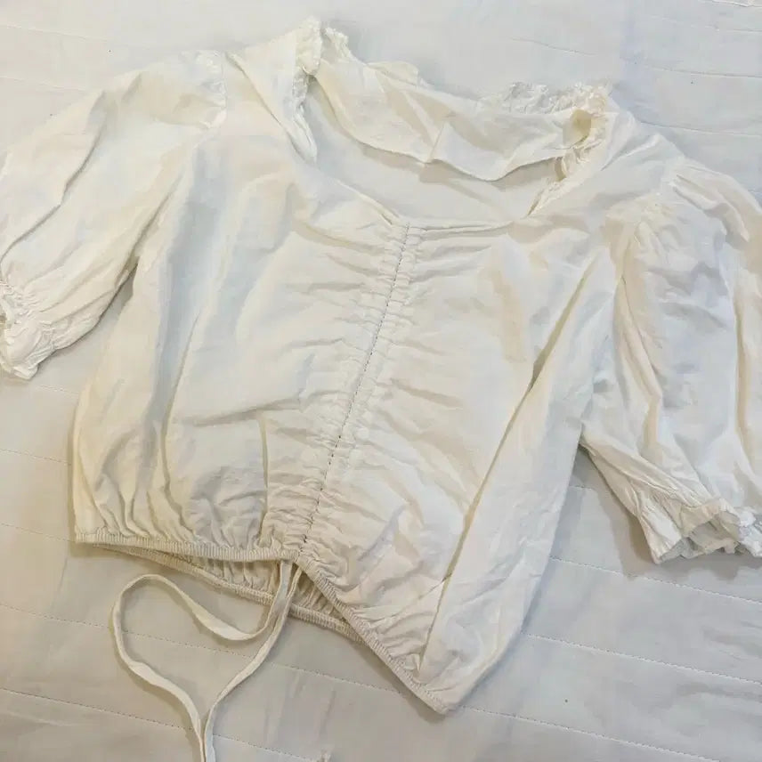 [BUNJANG] Ruched Blouse T-Shirt / 셔링 블라우스 티셔츠