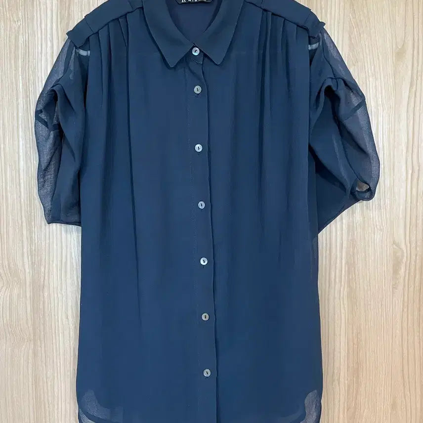 [BUNJANG] It Misha Navy See-through Blouse Size 160 / 잇미샤 네이비 시스루 블라우스 160