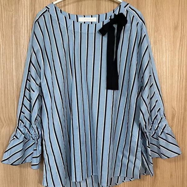 [BUNJANG] OZOC Striped Ribbon Blouse / OZOC 스트라이프 리본 블라우스 77