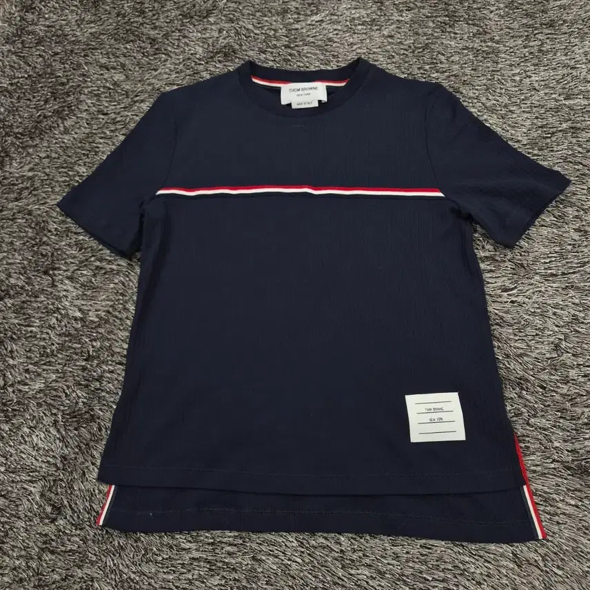 [BUNJANG] Thom Browne Navy Three-Stripe Short-Sleeve T-Shirt Size 40 / 톰브라운 네이비 삼선 라인 반팔 티셔츠 40사이즈