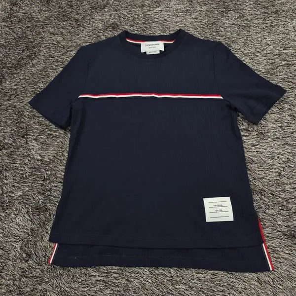[BUNJANG] Thom Browne Navy Three-Stripe Short-Sleeve T-Shirt Size 40 / 톰브라운 네이비 삼선 라인 반팔 티셔츠 40사이즈