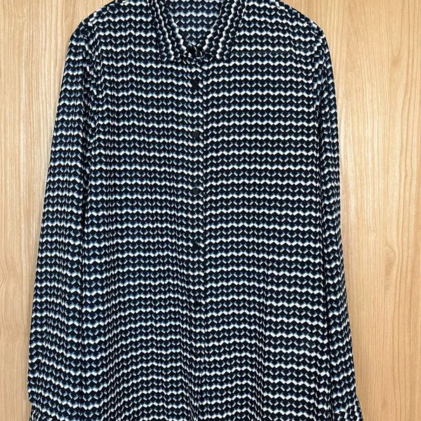 [BUNJANG] She's Miss Pattern Shirt Navy White Green Size 91-97-165 / 쉬즈미스 패턴 셔츠 (91-97-165)