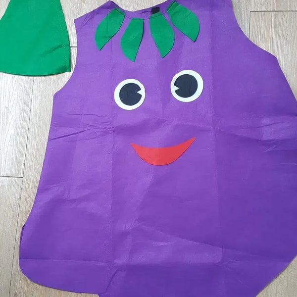 [BUNJANG] Unique Eggplant Costume Set with Hat / (상태좋음!) 졸업사진/학교행사 유니크한 가지 코스튬 의상 + 모자 세트