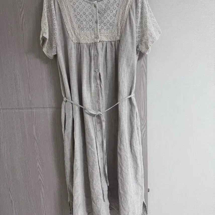 [BUNJANG] 100% Linen Lace Dress / 린넨100% 레이스 원피스