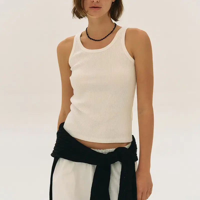 [BUNJANG] Shopm San Sleeveless Ribbed Tank Top / 새상품) 샵엠 San Sleeveless 골지 나시