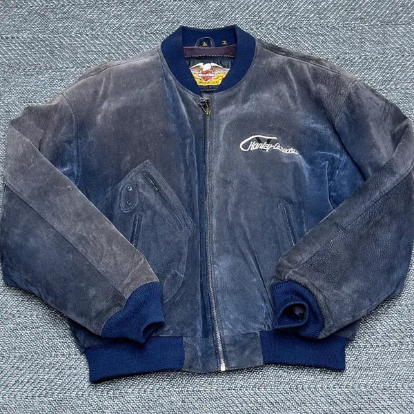 [BUNJANG] 90s Harley-Davidson V-Twin Suede Leather Jacket L / 90s 할리데이비슨 v-twin 스웨이드 레더 자켓 L