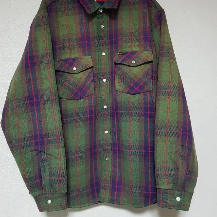 [BUNJANG] Supreme Quilted Flannel Shirt Jacket Green 24SS / 슈프림 퀼티드 플란넬 셔츠 자켓 그린 24SS