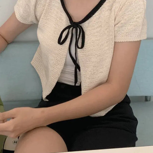 [BUNJANG] Miel Ribbon Cardigan / 미엘 리본 가디건