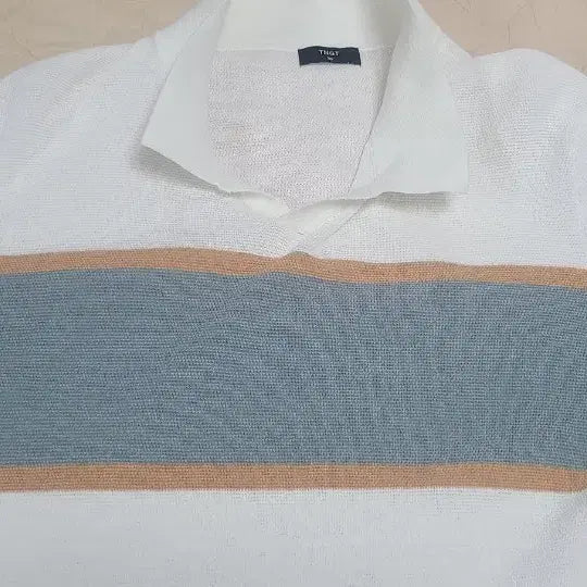 [BUNJANG] TNGT Knit Polo Shirt - White, Mint, Brown Colorblock / TNGT화이트, 민트.브라운 컬러가 조화로운 니트 폴로티