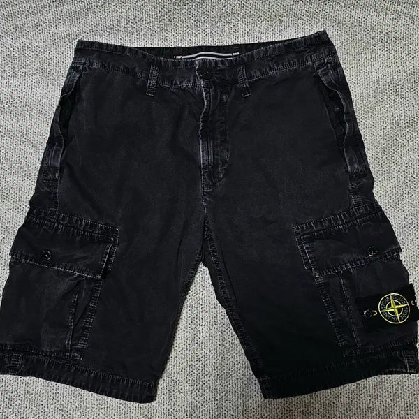 [BUNJANG] Stone Island Logo Patch Cargo Shorts Black / [W29 사이즈] 스톤아일랜드 와펜 카고 숏 팬츠 블랙 반바지