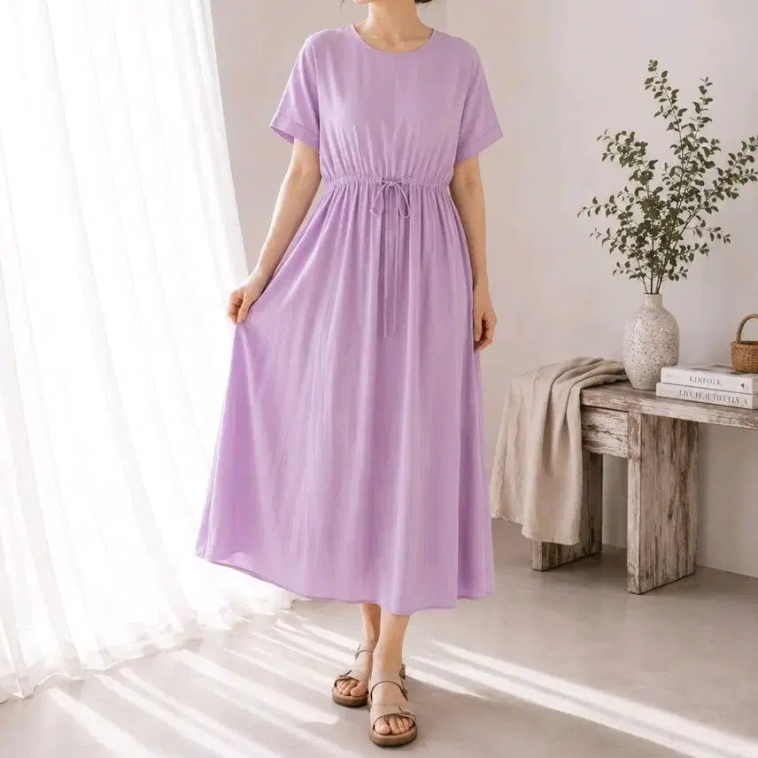 [BUNJANG] Women's Rayon String Maxi Dress - Comfortable & Cool / 새상품/4color] 찰랑 시원 편안한 레이온 스트링 롱원피스(비침없음)