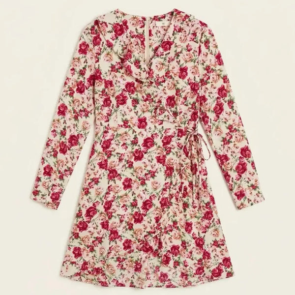 [BUNJANG] PlusS.Q. Flower Pattern Wrap Dress / 플러스에스큐 플라워 패턴 랩 원피스