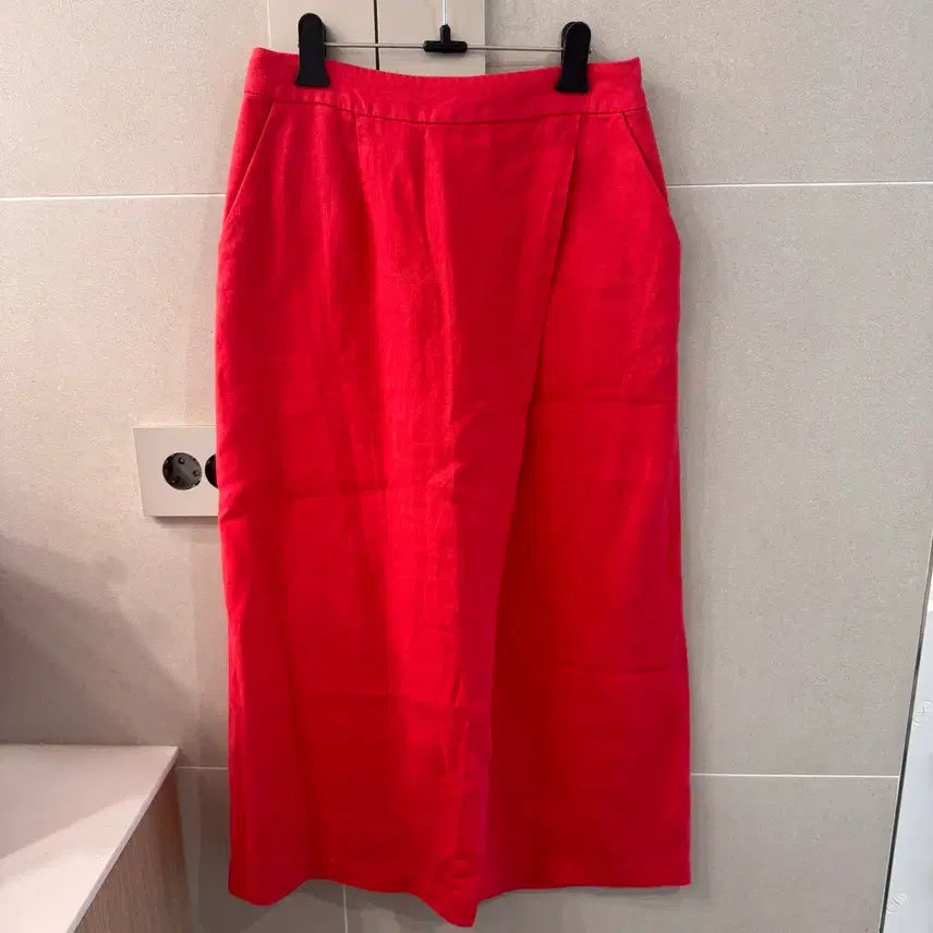 [BUNJANG] Urban Research Linen Wrap Long Skirt / 어반리서치 린넨 레드 롱스커트
