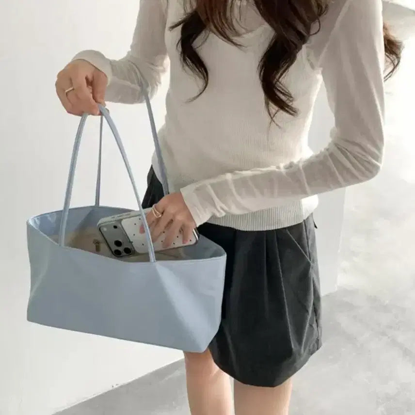 [BUNJANG] Flant Nylon Lightweight Shoulder Bag Shopper Bag / (새상품) 스퀘어 바게트 나일론 경량 숄더백 쇼퍼백 flant 플랜트샵