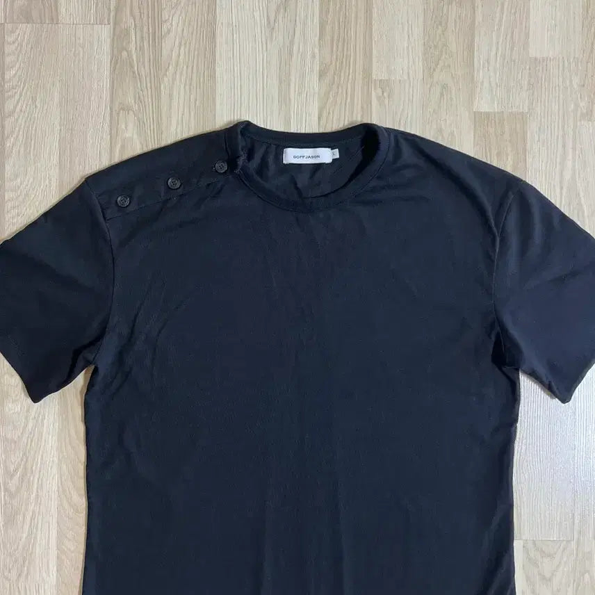 [BUNJANG] Dopey Jason Shoulder Button Checkered Layered T-shirt Black L / 도프제이슨 숄더 버튼 체크 레이어드 티셔츠 BLACK L
