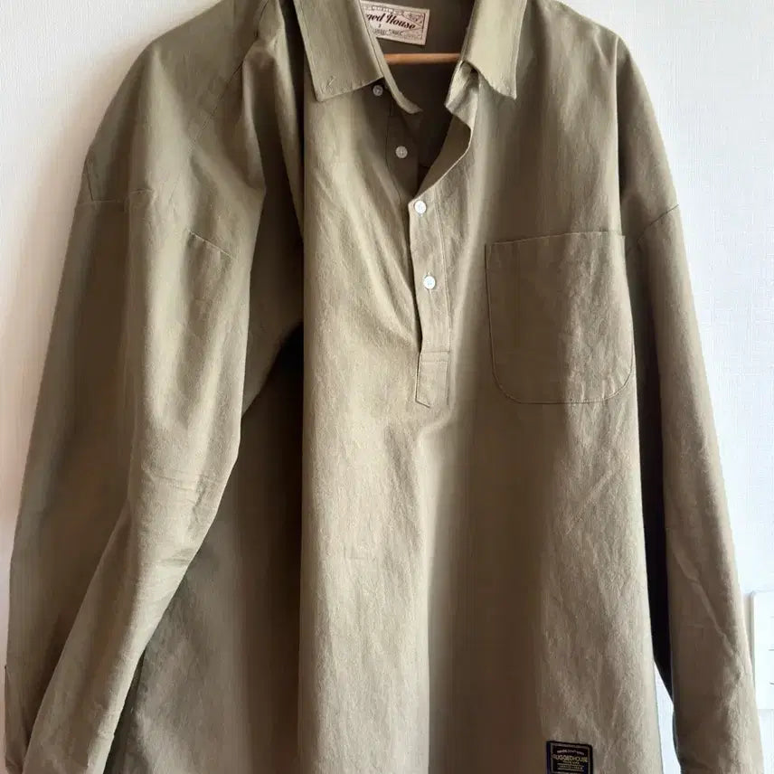 [BUNJANG] Rugged House Ride Half-Open Shirt Khaki 4XL / [큰 옷] 러기드 하우스 라이드 반오픈 셔츠 카키 4XL