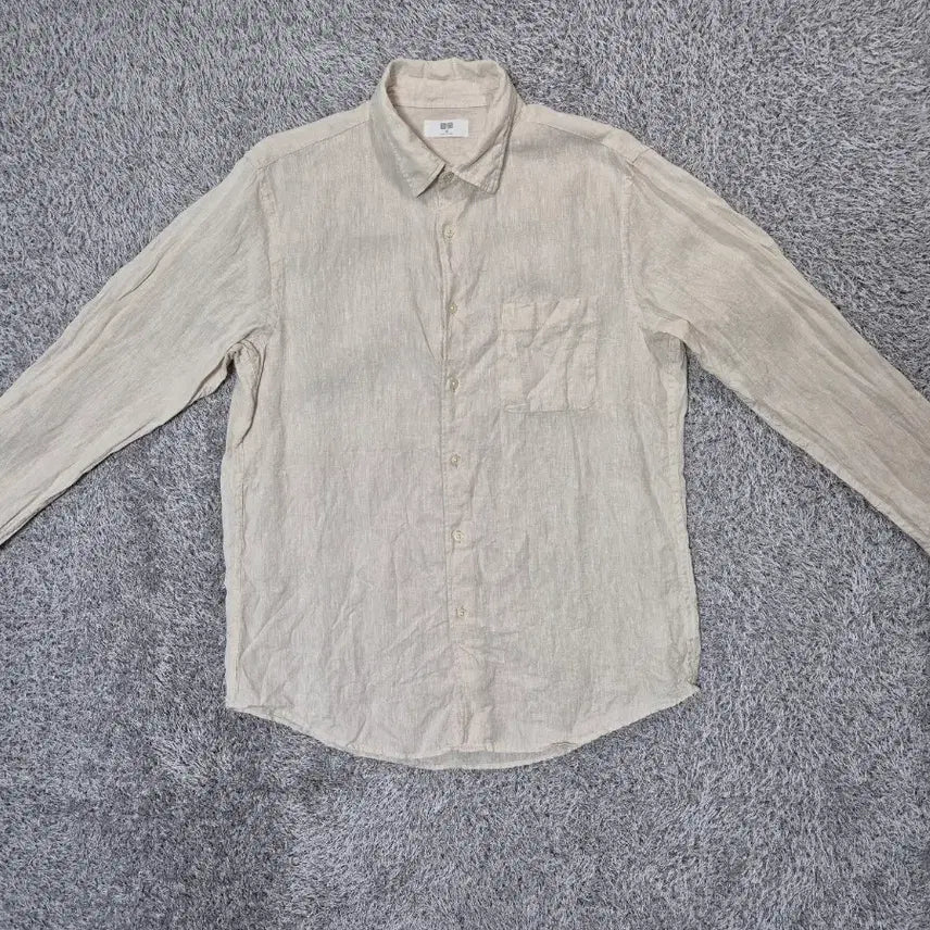 [BUNJANG] Uniqlo Men's Linen Shirt Ivory XL / 유니클로 남성 린넨 셔츠 아이보리 XL