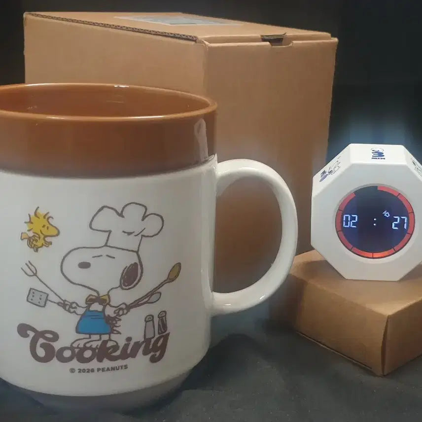 [BUNJANG] Snoopy Ramen Mug & Octagon Timer Set / 피너츠,스누피,한정,굿즈,라면머그,타이머,새제품