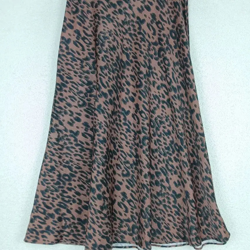 [BUNJANG] Shine Women's Leopard Pattern Long Skirt Brown (Size 66) / shine 여성 레오파드 패턴 롱 스커트 브라운(66)