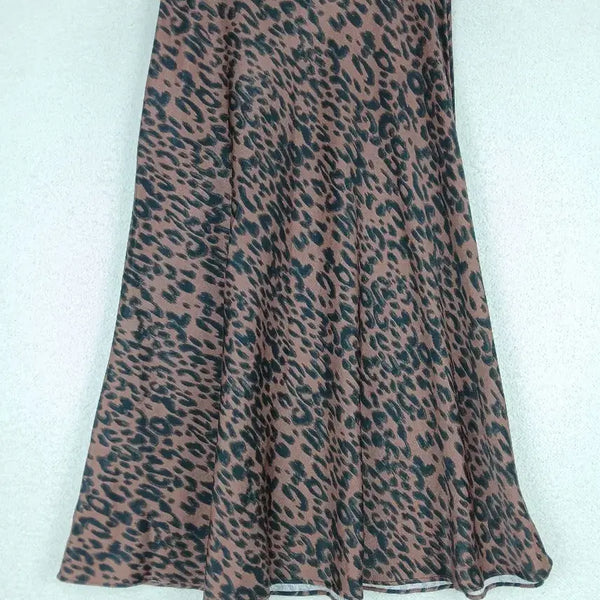 [BUNJANG] Shine Women's Leopard Pattern Long Skirt Brown (Size 66) / shine 여성 레오파드 패턴 롱 스커트 브라운(66)