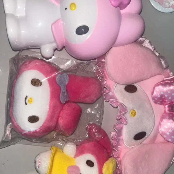 [BUNJANG] Sanrio My Melody Bundle Keyring, Plush, Sleep Mask, Storage Box Set / 산리오 마이멜로디 급처가 일괄 키링 인형 수면안대 보관함