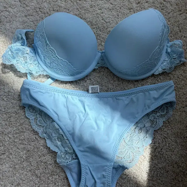[BUNJANG] Blue Lace Bra and Panty Set / 블루 레이스 브라팬티세트