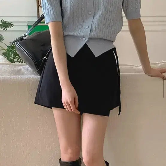 [BUNJANG] Moren Pinple Wrap Skirt Pants / 모어렌 핀플 랩 스커트 팬츠(바지안감치마,A라인)