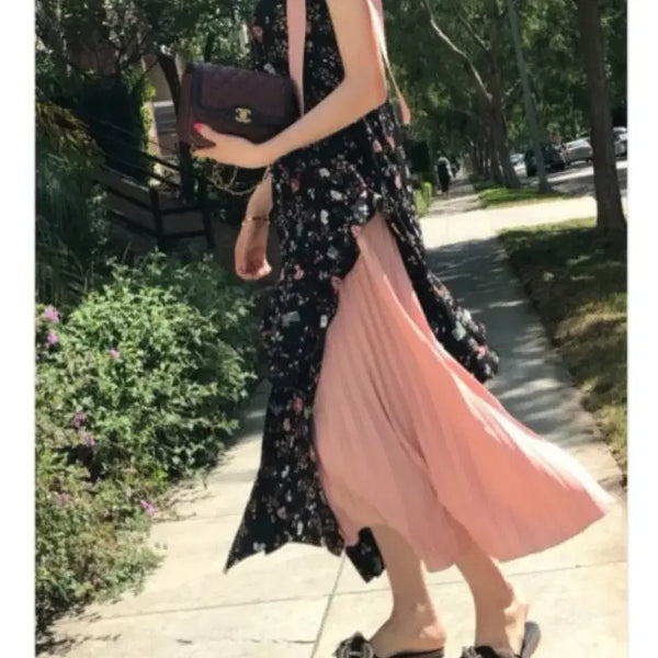 [BUNJANG] Blumin Ribbon Floral Long Dress / 블루민 리본 플로럴 원피스