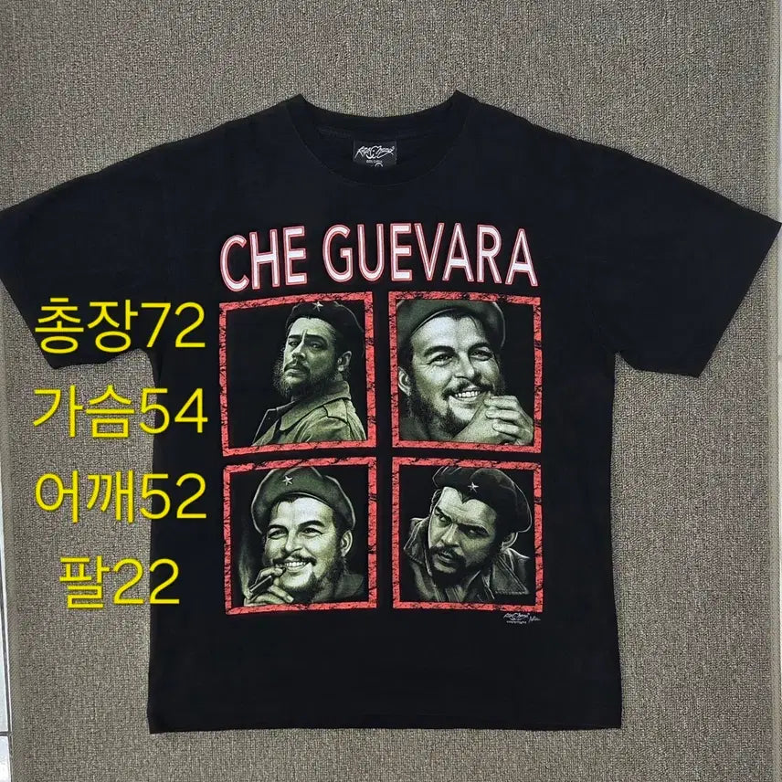 [BUNJANG] L Vintage Che Guevara 4-Cut Print Short Sleeve T-Shirt Black / L 빈티지 체게바라 4컷 프린팅 반팔 티셔츠 블랙
