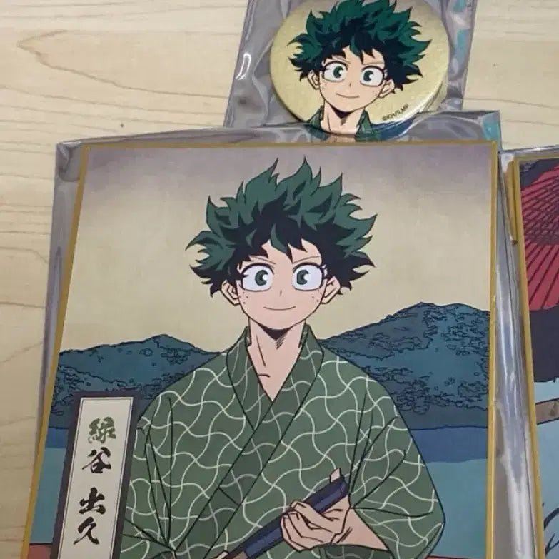 [BUNJANG] My Hero Academia Izuku Midoriya Shikishi & Can Badge Set / (반택포 1.5)나히아 히로아카 미도리야 색지, 캔뱃지 판매