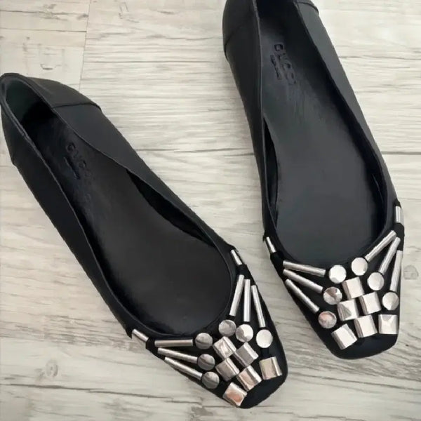 [BUNJANG] Gucci Square Silver Hardware Flat Shoes (35.5) / 정품 구찌 스퀘어 실버 하드웨어 플랫 슈즈 (35.5)