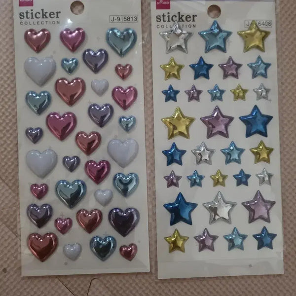 [BUNJANG] Japanese Daiso 3D Heart & Star Stickers / 일본  다꾸용 입체스티커 별. 하트 새상품 1개당가격