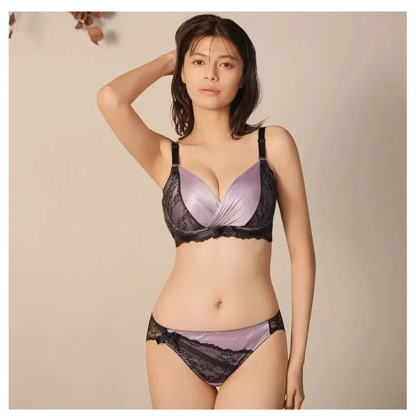 [BUNJANG] Aimée Épice Satin Cache-Cœur Full Cup Bra Set 65F (Recommended for 65E) / 에메필 65F 세트 65E