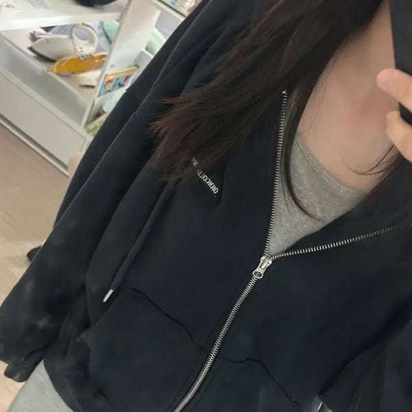 [BUNJANG] Navy Hooded Zip-Up Jacket / 네이비 후드집업