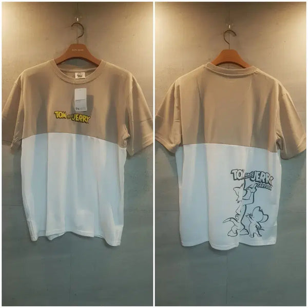 [BUNJANG] Tom and Jerry Official Licensed Character Artwork Color Block Short Sleeve T-Shirt / 톰과제리. 굿즈정품! 반팔티