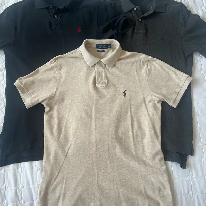 [BUNJANG] Polo Ralph Lauren Custom Fit Short Sleeve PK T-Shirts (Set of 3) / 폴로 반팔 PK 티셔츠 3개 커스텀핏 M