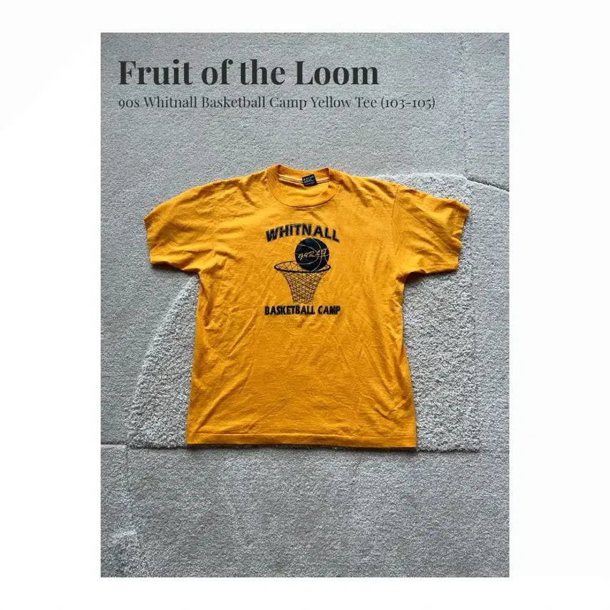 [BUNJANG] 90s Fruit of the Loom 'BEST' Basketball Camp T-Shirt / 90s Basketball Camp 옐로우 티셔츠 (103-105)